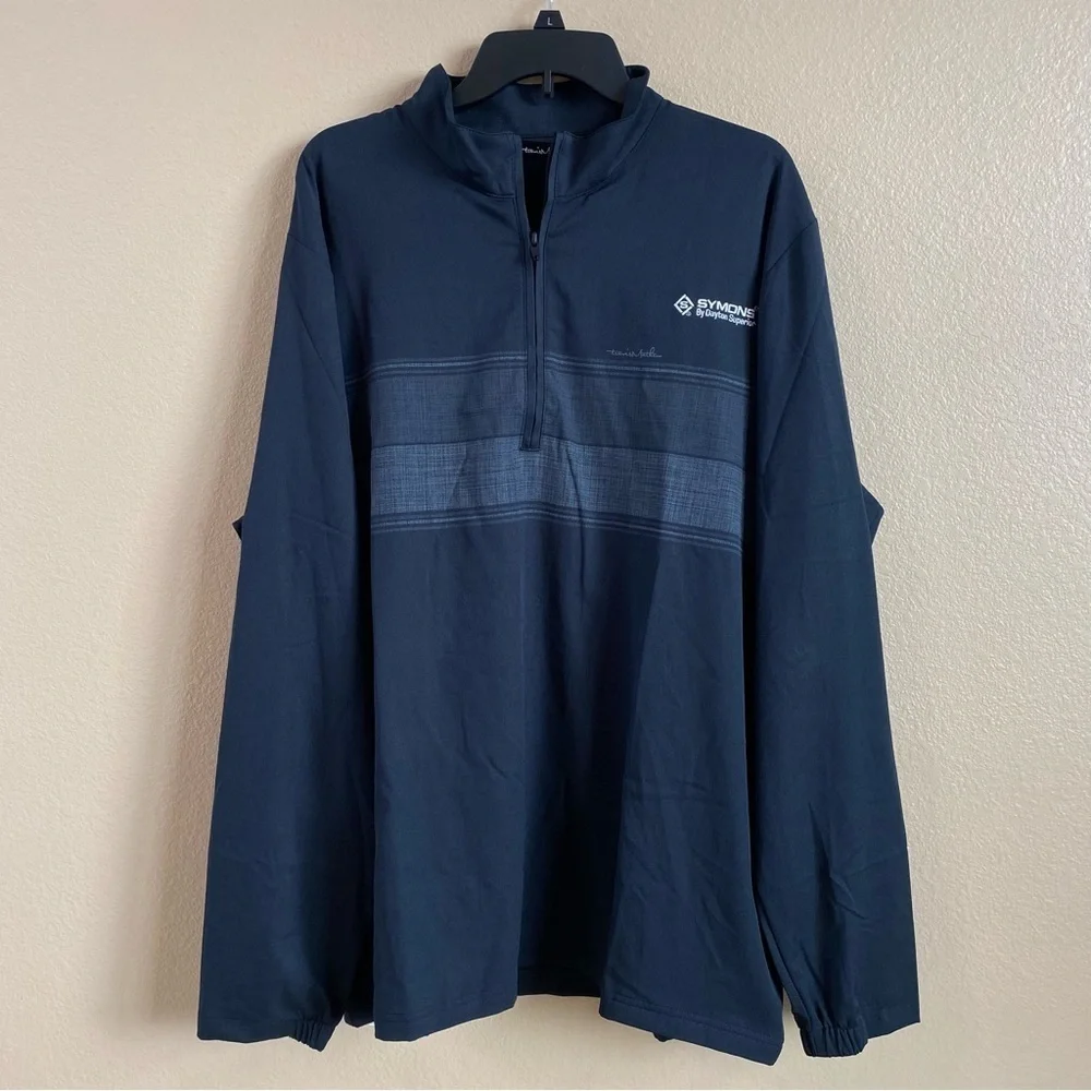 Travis‎ Mathew New Size XXL Black Balboa Chest Stripe 1/4 Zip Long Sleeve Logo